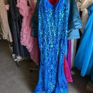 Women Long Blue Dress